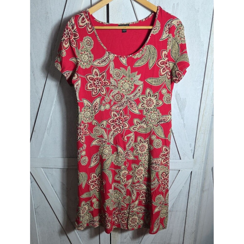 J. Jill Wearever Collection Red Floral Dress Size S